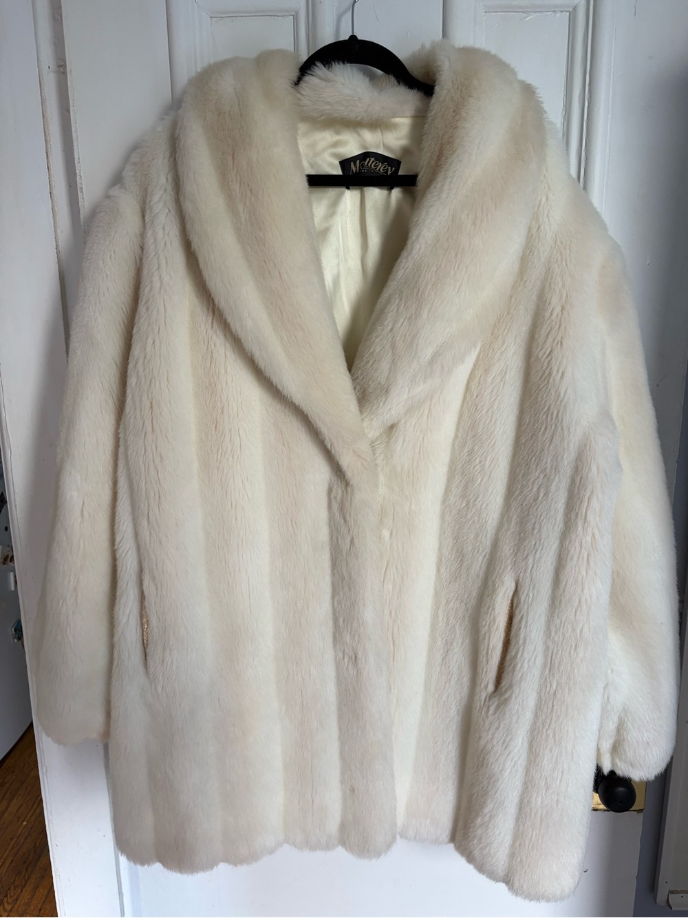 Vintage Cream Faux Fur Coat